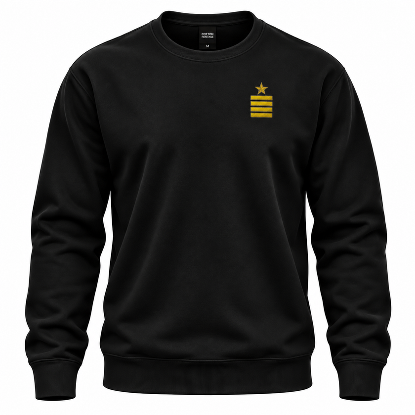 Captain Uniform Sweatshirt with Epaulette Embroidery
