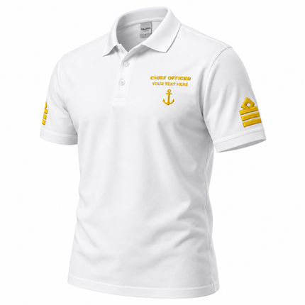 Merchant Navy Chief Officer Polo Shirt Personalized Uniform Embroidery