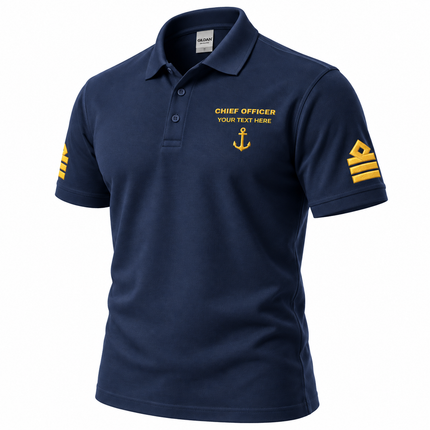 Merchant Navy Chief Officer Polo Shirt Personalized Uniform Embroidery
