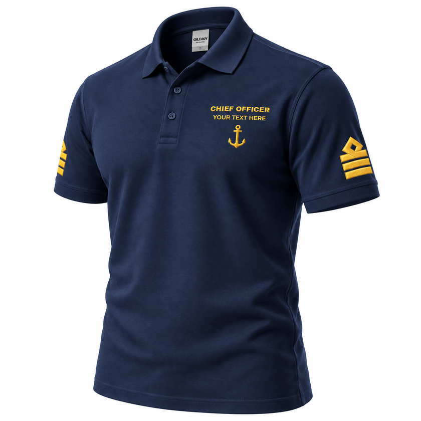 Merchant Navy Chief Officer Polo Shirt Personalized Uniform Embroidery