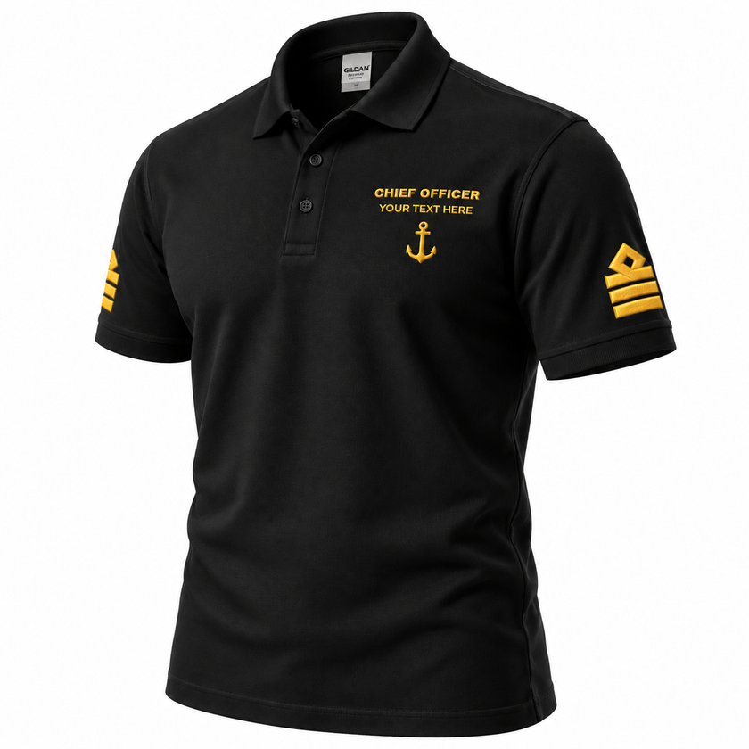Merchant Navy Chief Officer Polo Shirt Personalized Uniform Embroidery