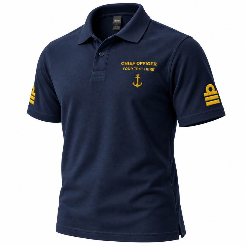 Merchant Navy Chief Officer Polo Shirt Personalized Uniform Embroidery