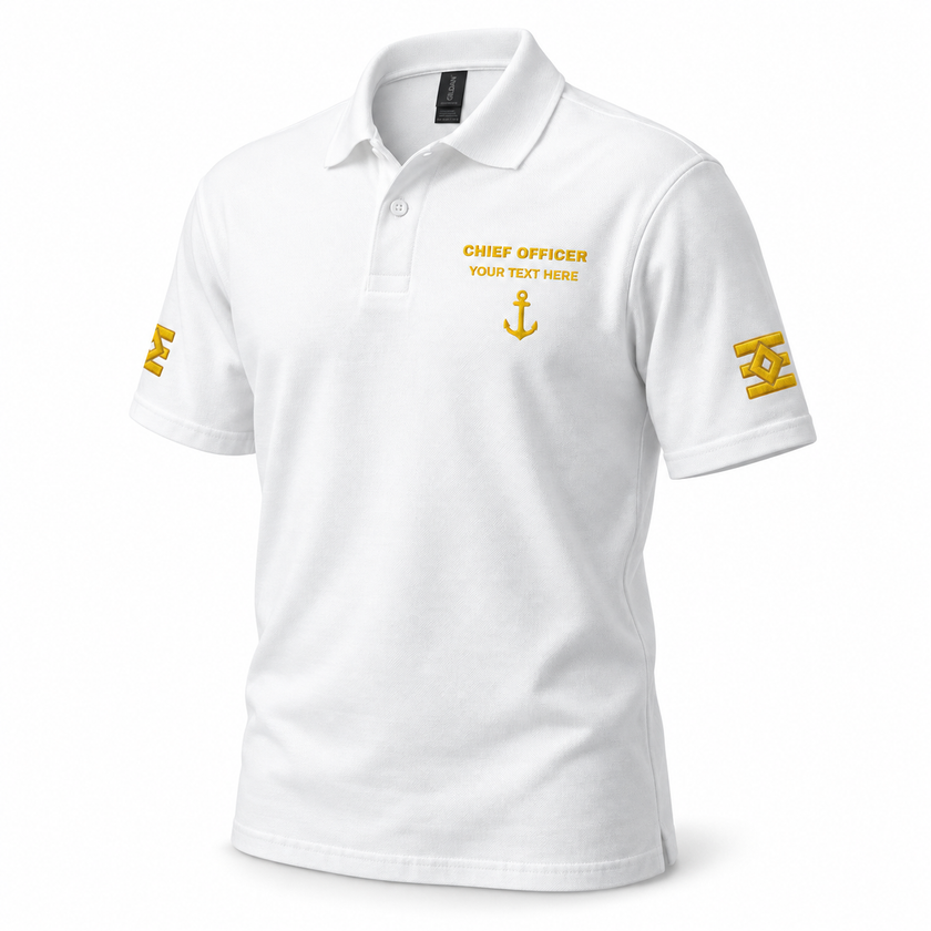 Merchant Navy Chief Officer Polo Shirt Personalized Uniform Embroidery