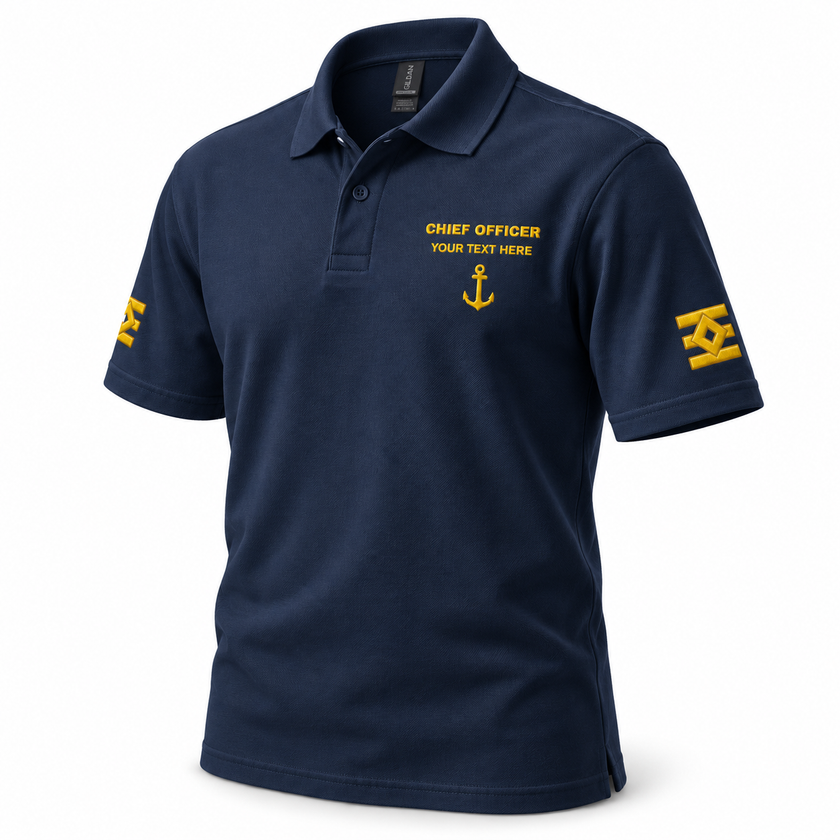 Merchant Navy Chief Officer Polo Shirt Personalized Uniform Embroidery