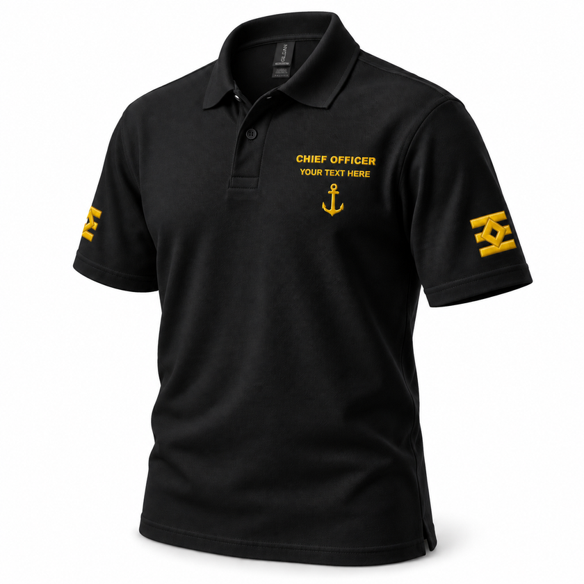 Merchant Navy Chief Officer Polo Shirt Personalized Uniform Embroidery