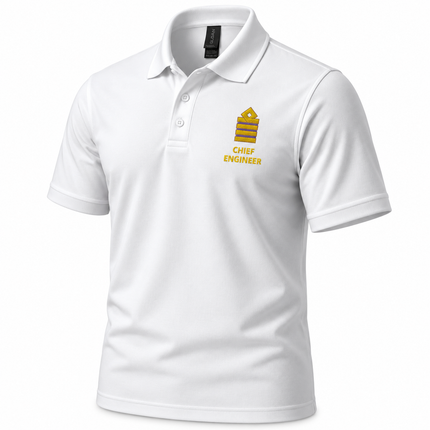 Polo de uniforme de ingeniero jefe con bordado en el pecho izquierdo.