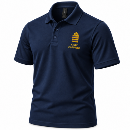 Polo de uniforme de ingeniero jefe con bordado en el pecho izquierdo.