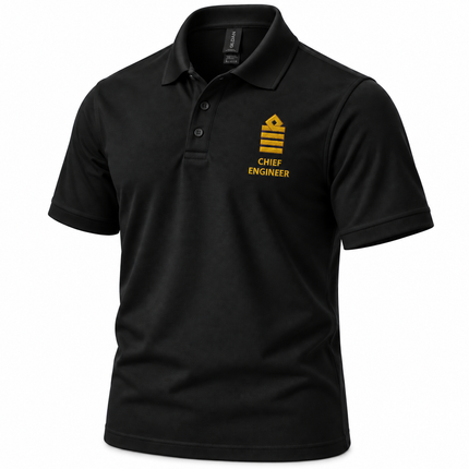 Polo de uniforme de ingeniero jefe con bordado en el pecho izquierdo.