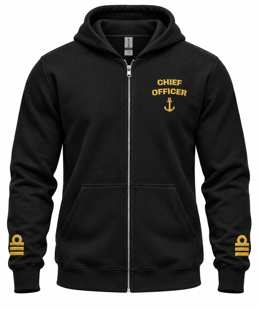 Chief Officer Uniform Zip Hoodie – Epaulettes & Rank Embroidery