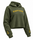 Sudadera corta con capucha bordada elegante para mujer