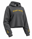 Sudadera corta con capucha bordada elegante para mujer