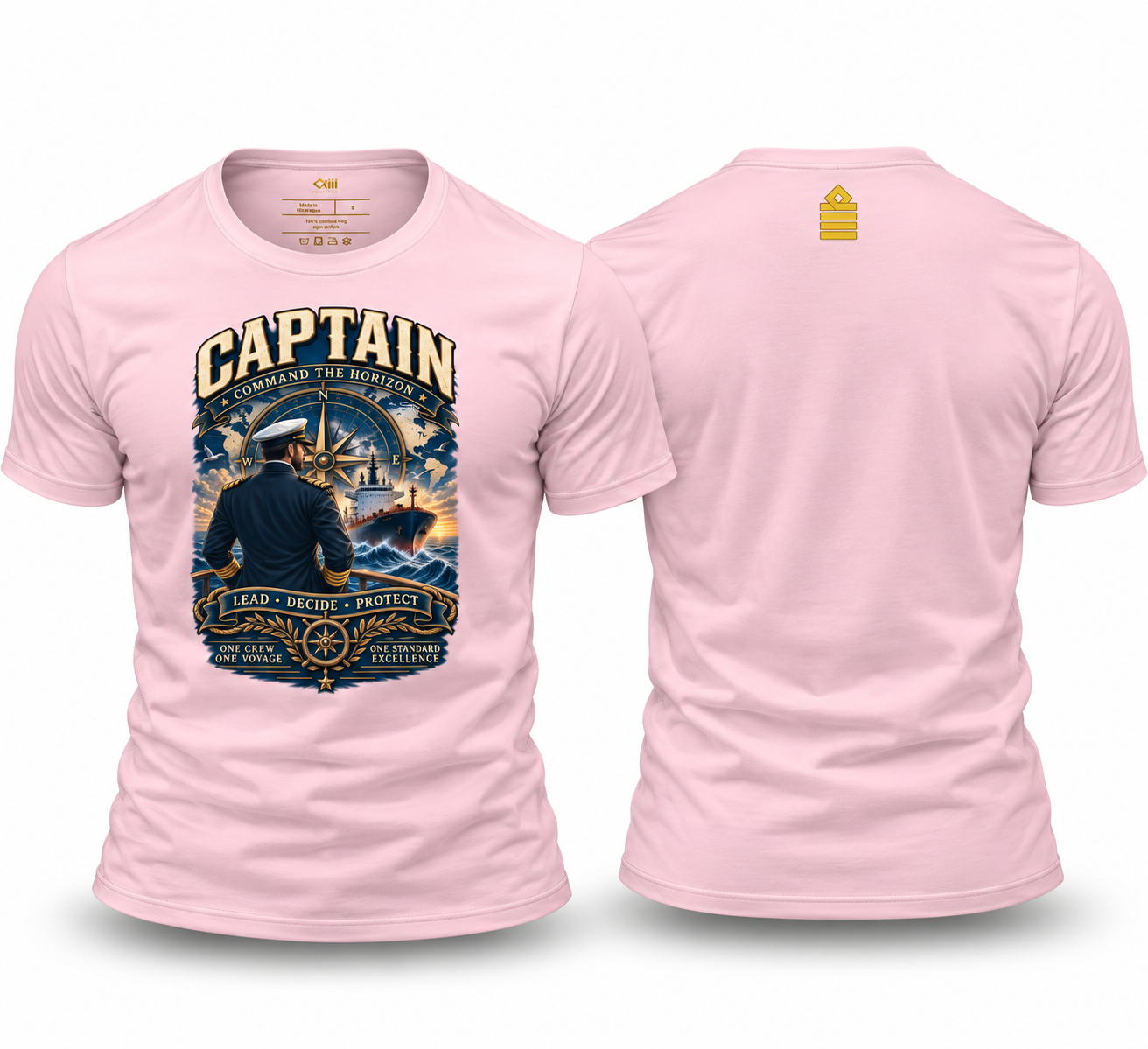 Captain T-Shirt – Command the Horizon | Merchant Navy Seafarer Shirt