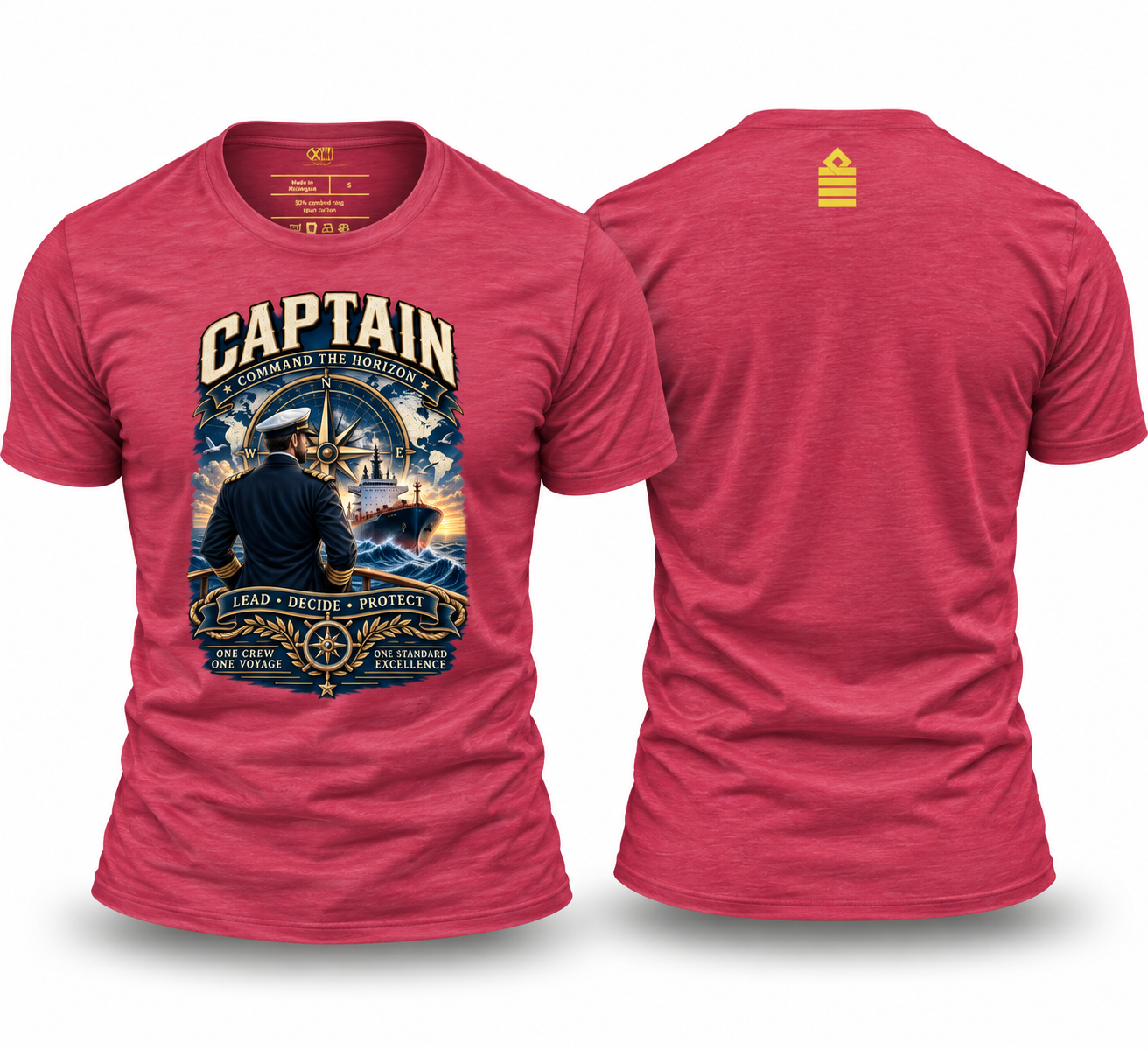 Captain T-Shirt – Command the Horizon | Merchant Navy Seafarer Shirt