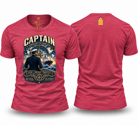Captain T-Shirt – Command the Horizon | Merchant Navy Seafarer Shirt