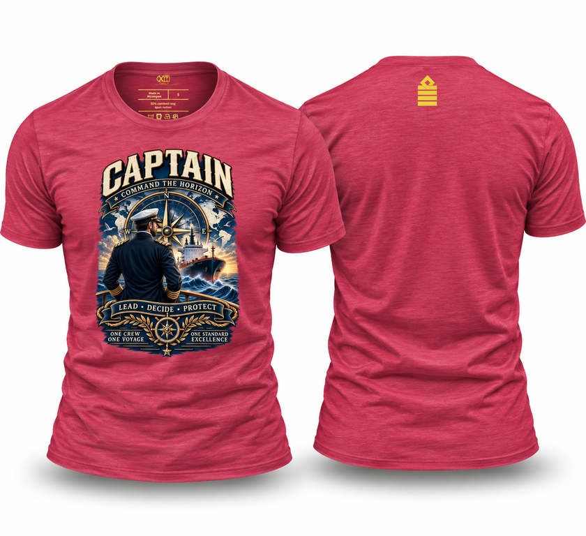 Captain T-Shirt – Command the Horizon | Merchant Navy Seafarer Shirt