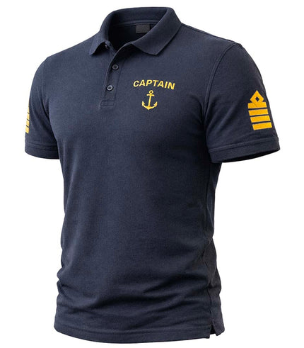 Captain Uniform Polo Shirt with Rank Embroidery & Epaulettes