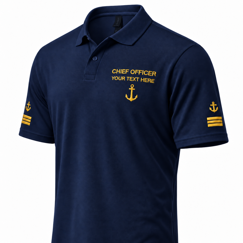 Merchant Navy Chief Officer Polo Shirt Personalized Uniform Embroidery