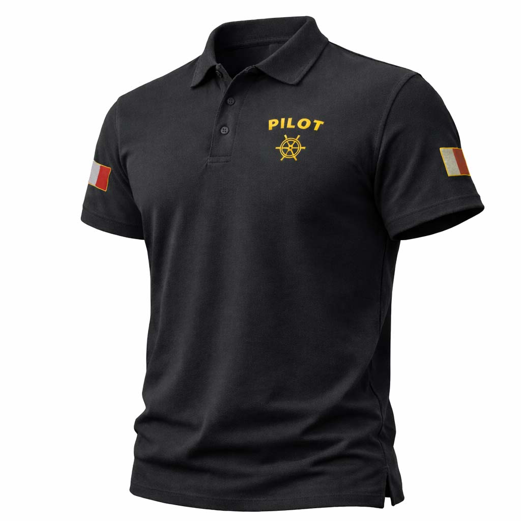 Maritime Pilot Polo Shirt with Rank Embroidery
