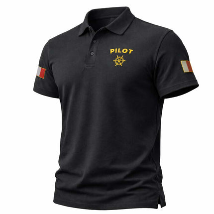 Maritime Pilot Polo Shirt with Rank Embroidery