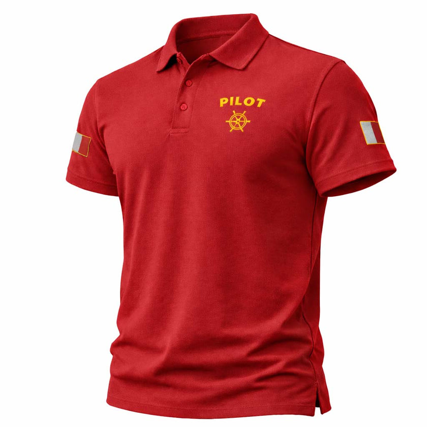 Maritime Pilot Polo Shirt with Rank Embroidery