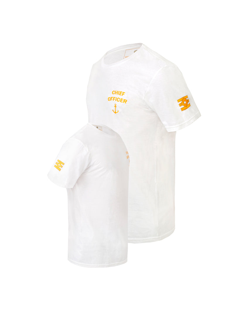 Chief Officer uniform t-shirt with left chest and sleeves embroidery.