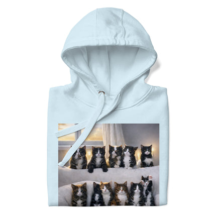 Unisex hoodie with cat print and hidden message on the front