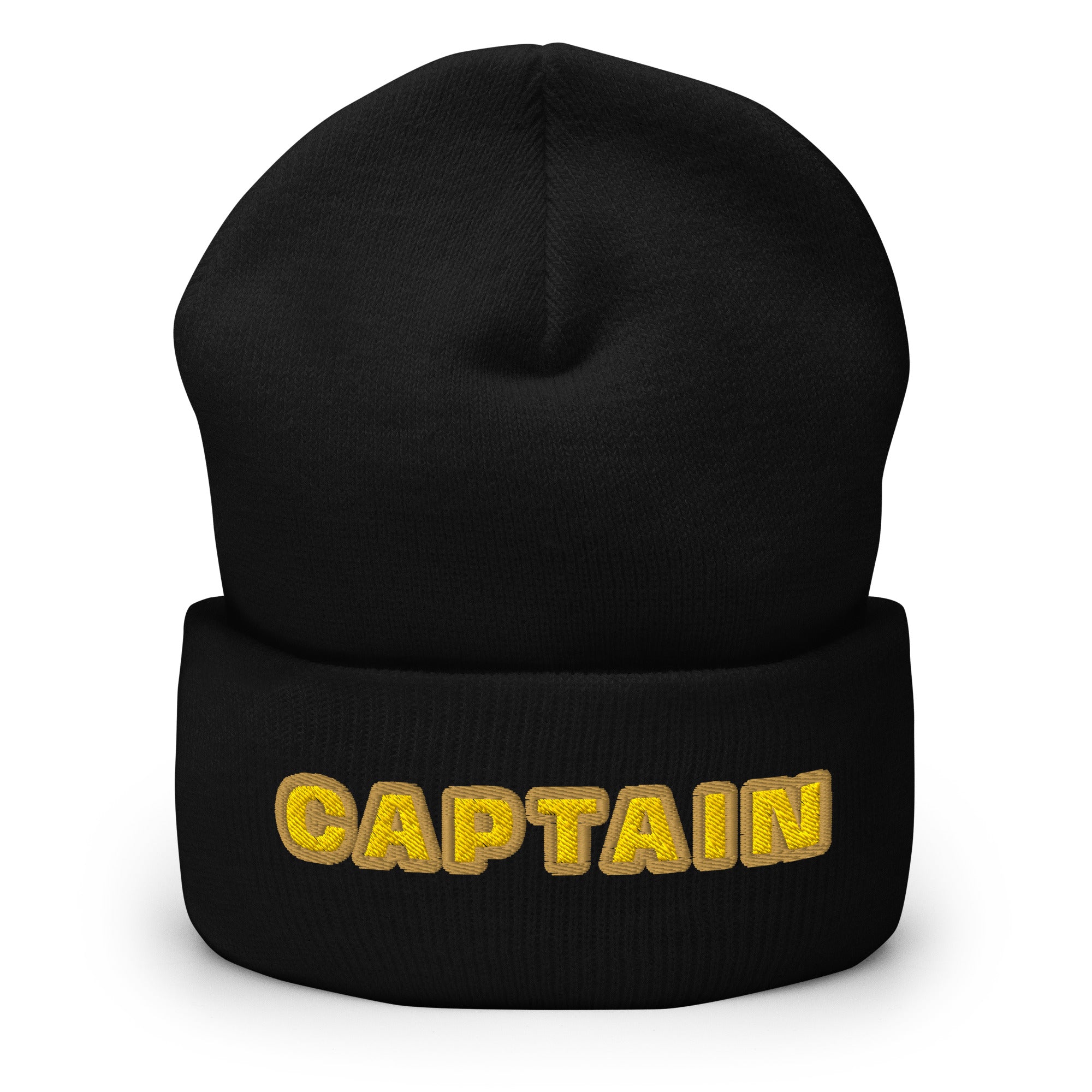 Captain cuffed beanie with gold embroidered rank