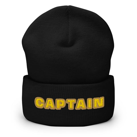 Captain cuffed beanie with gold embroidered rank