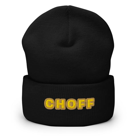 Chief Officer cuffed beanie with gold embroidered CHOFF rank