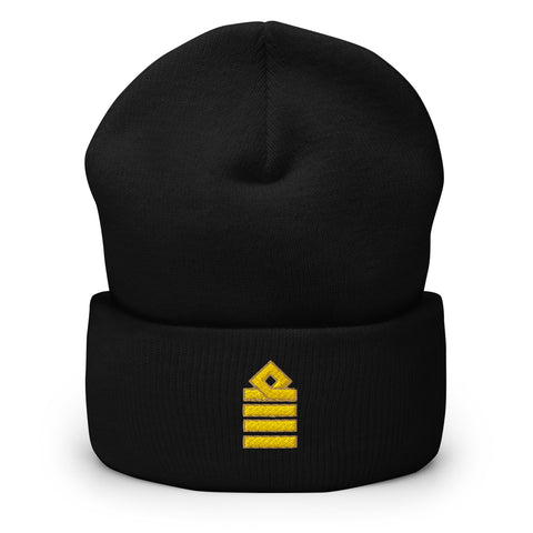 Captain cuffed beanie with gold epaulette embroidery
