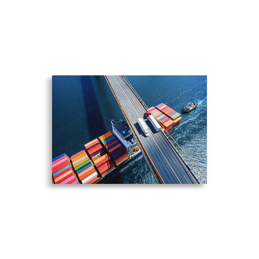 Poster Container ship under the Bridge - IamSEAWOLF shop