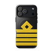 Captain iPhone case with epaulette design and dual-layer protection
