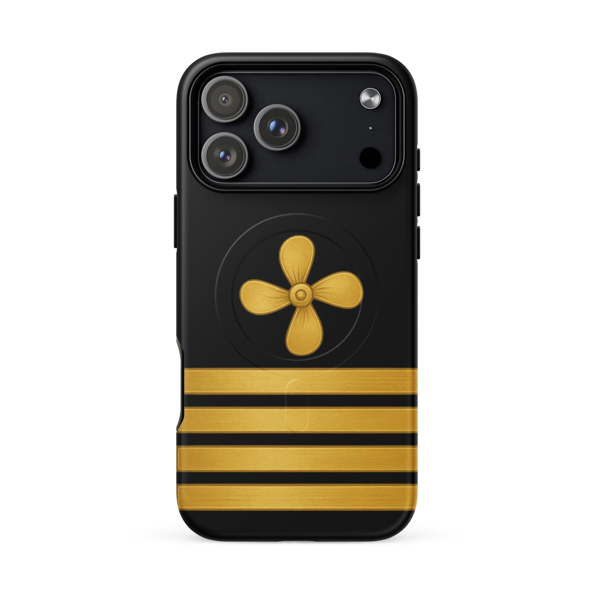 Merchant navy iPhone case with propeller and four stripes design