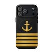 Merchant navy iPhone case with anchor and four stripes design