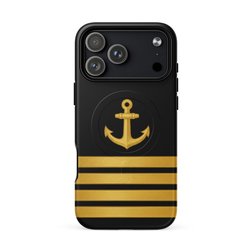Merchant navy iPhone case with anchor and four stripes design