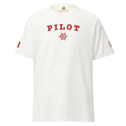 T-shirt with large centre and sleeves embroidery PILOT