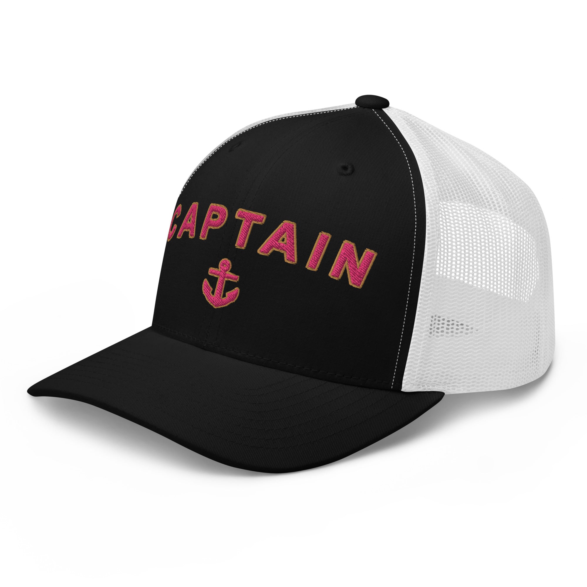 Gorra de camionero con bordado rosa Capitán