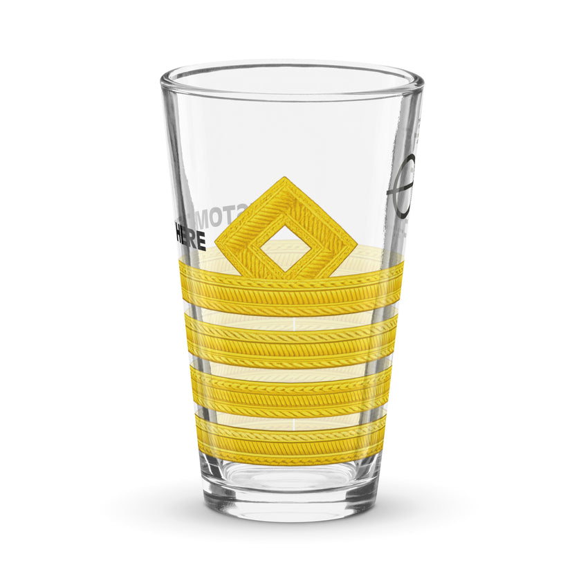 Personalized Captain pint glass with rank design and custom text