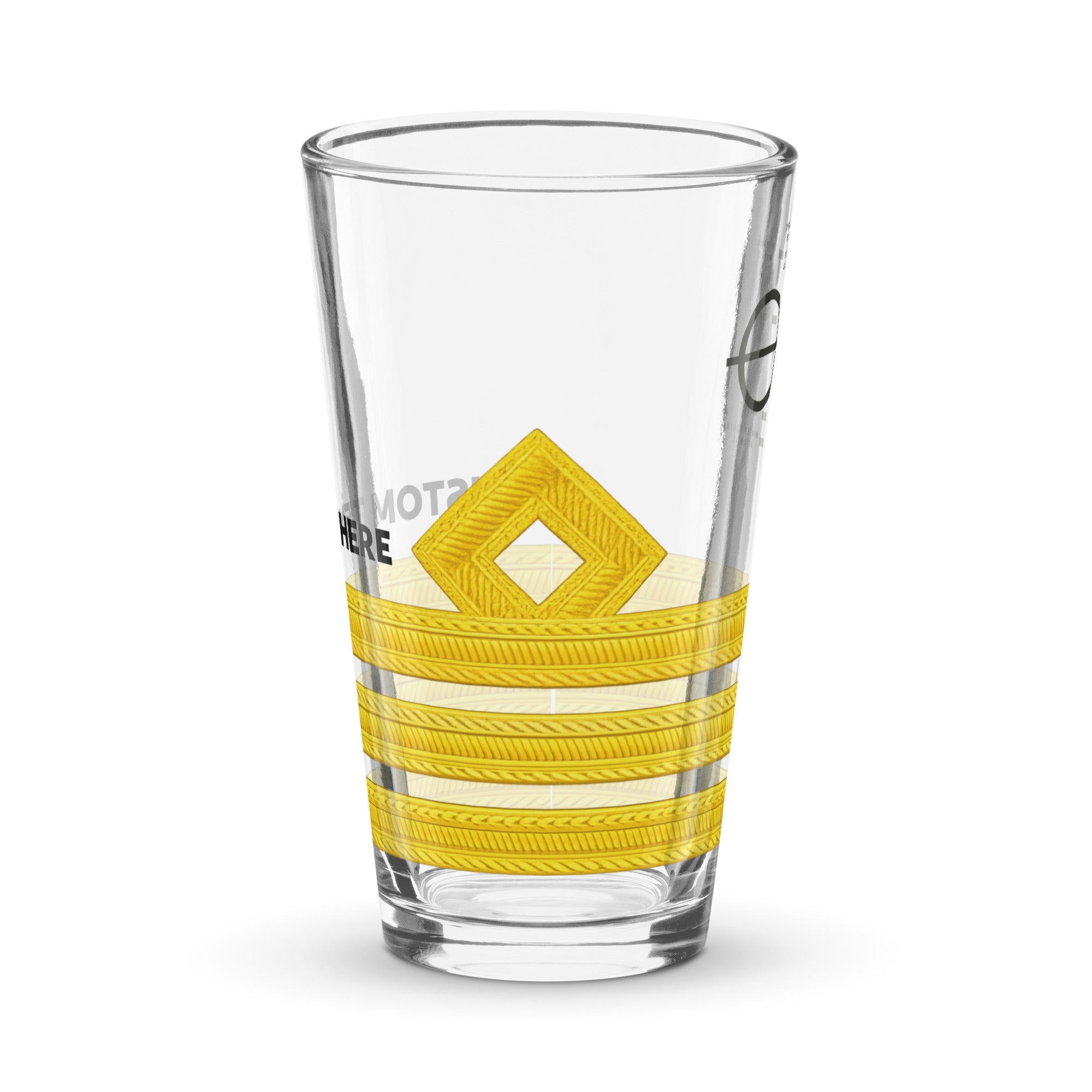 Personalized Chief Officer pint glass with rank design and custom text