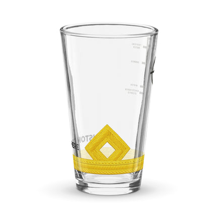 Personalized Third Officer pint glass with rank design and custom text