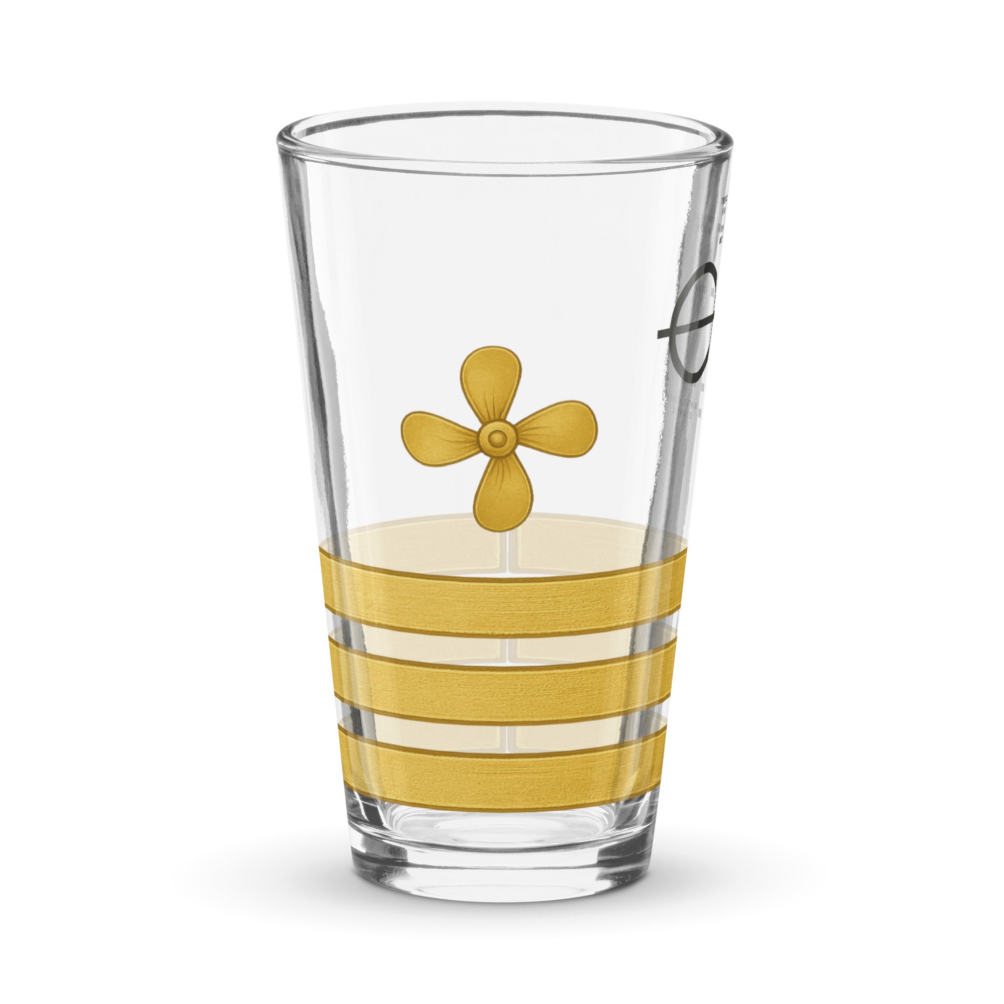 Merchant navy glass with propeller and three stripes design