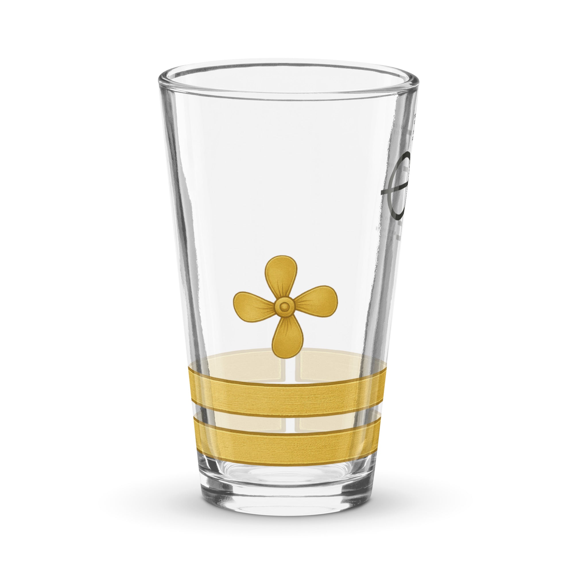 Merchant navy glass with propeller and two stripes design