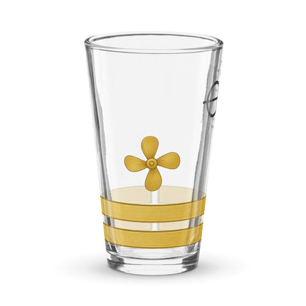 Merchant navy glass with propeller and two stripes design