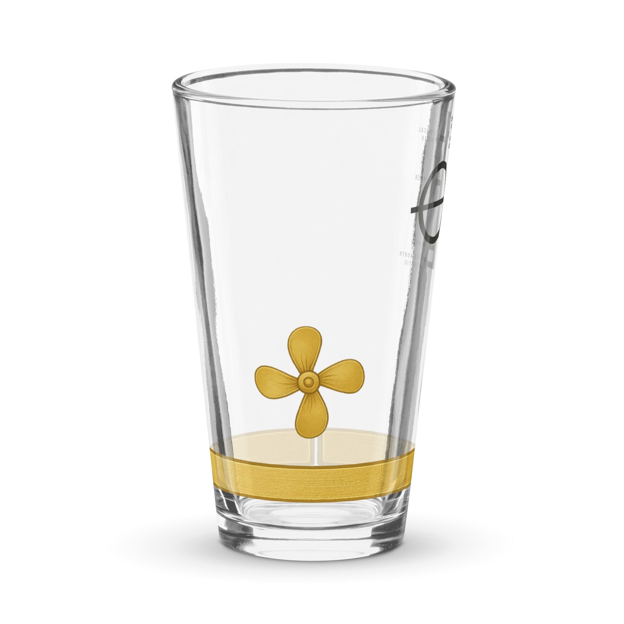 Merchant navy glass with propeller and one stripe design