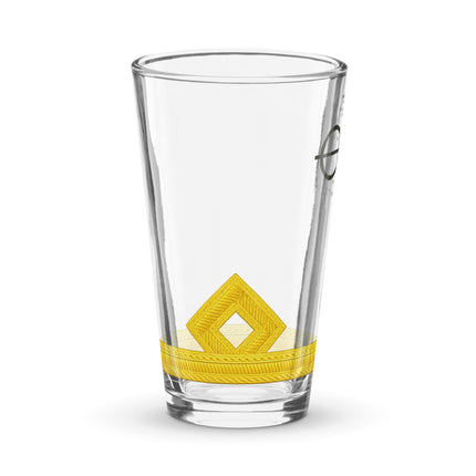 Third Officer pint glass with epaulette design and clear glass finish