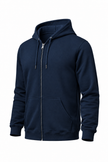 Navy Gildan 18600 zip hoodie, blank front view for the merchant navy uniform builder