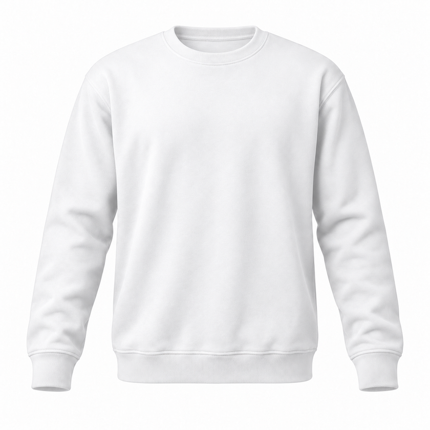 White Cotton Heritage M2480 sweatshirt, blank front view for the merchant navy uniform builder