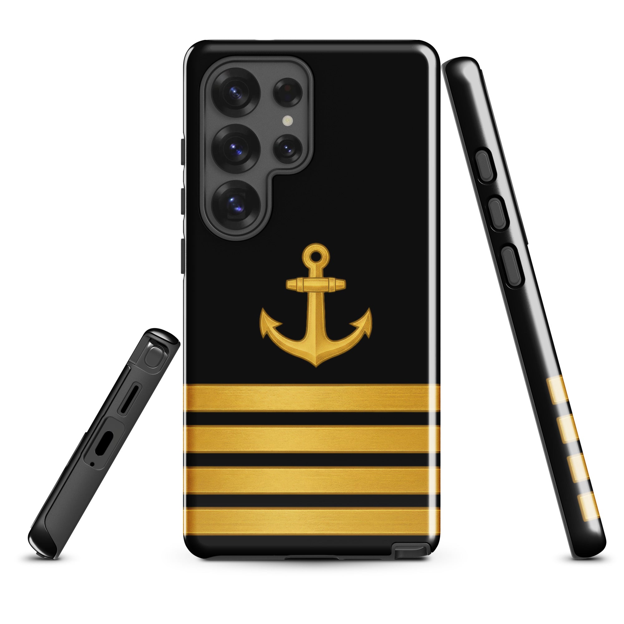 Merchant navy Samsung case with anchor and four stripes design