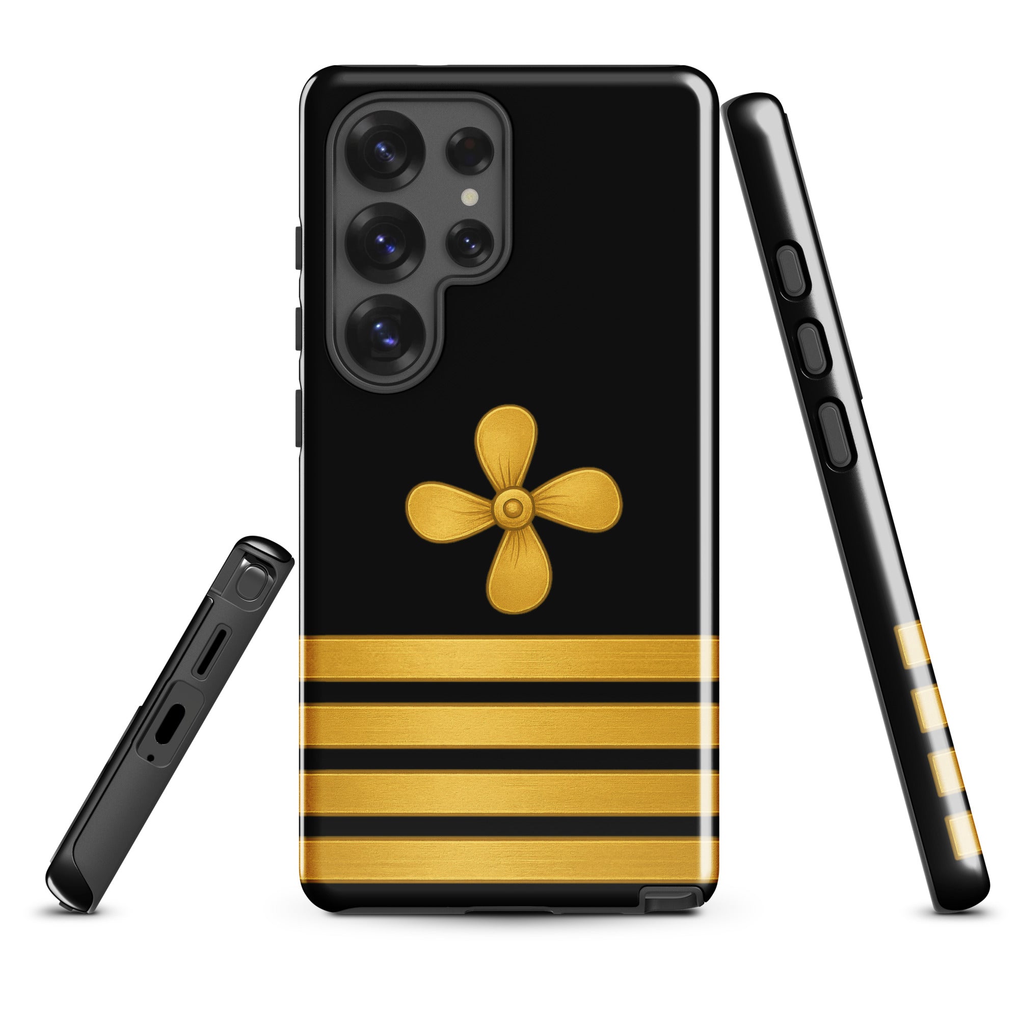 Merchant navy Samsung case with propeller and four stripes design