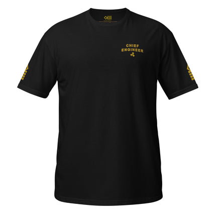 Chief Engineer T-shirt left chest and sleeves embroidery (Choose epaulettes style)